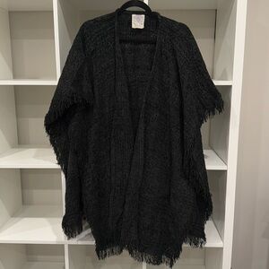 Used, excellent condition: Boyne Valley Weavers black poncho, one size fits all